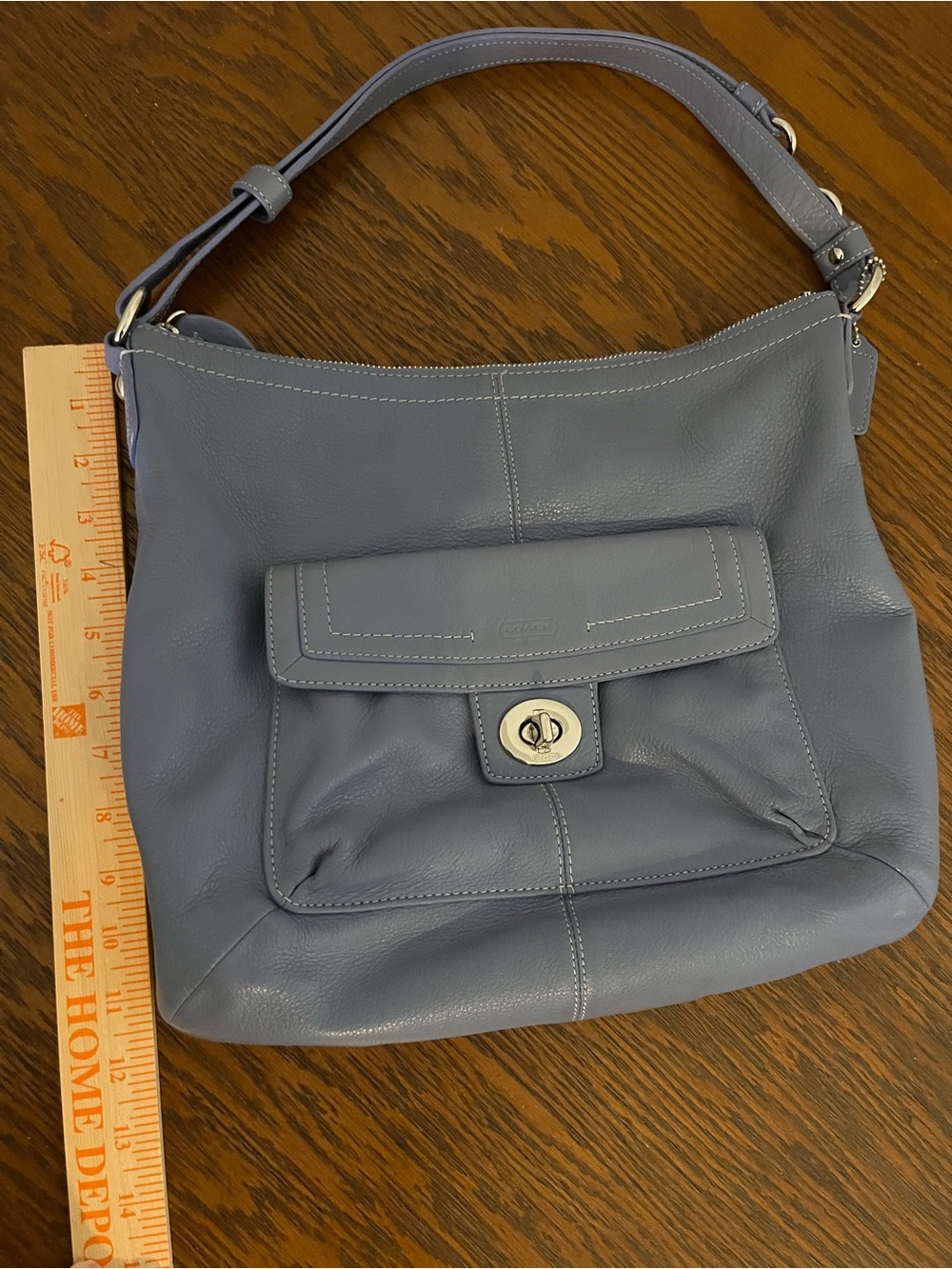 Coach Penelope Convertible Leather Shoulder Bag Cornflower Keychain Hobo - Picture 14 of 14